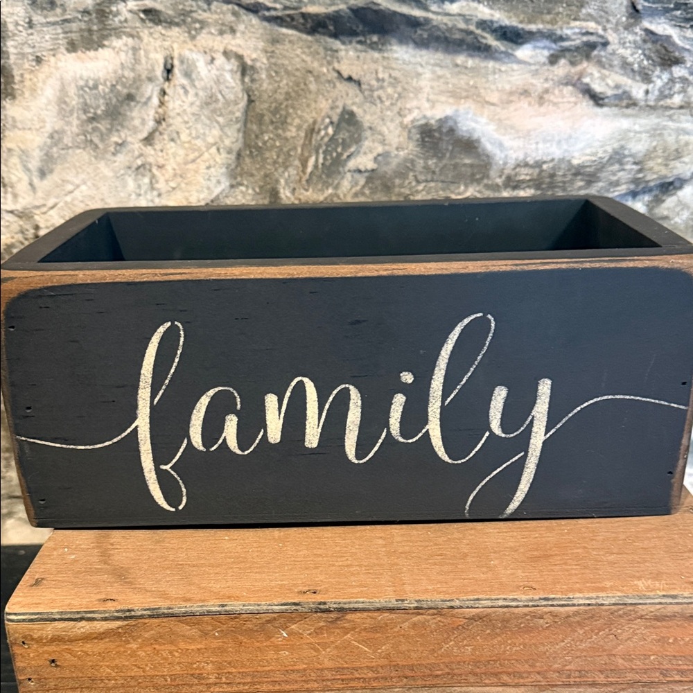 Black and Cream Family Script Box